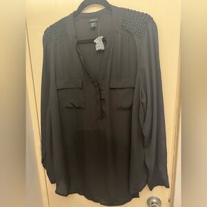 Torrid Black Blouse with Shoulder Detailing